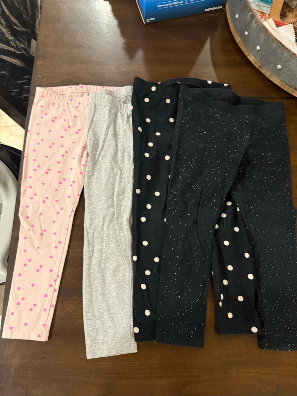 Girls' Mixed-Pattern Leggings Pack - Pink Heart, Heather Gray, Polka and Sparkle